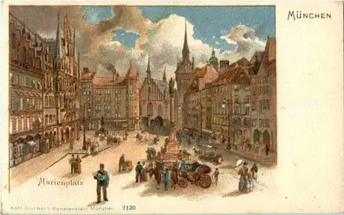 München - Marienplatz - Litho -53070