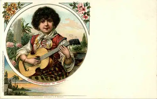 Gitarrenspielerin in Neapel - Litho -52894