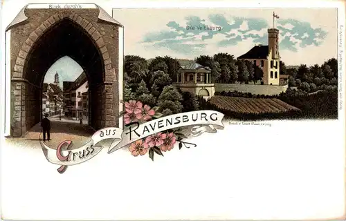 Gruss aus Ravensburg - Die Veitsburg - Litho -53042