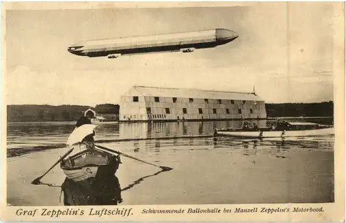 Graf Zeppelins Luftschiffbei Manzell - Schwimmende Ballonhalle -52974