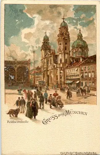 Gruss aus München - Feldherrenhalle - Litho -53074