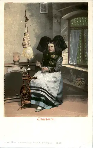 Elsässische Tracht - Spinnrad - Feldpost -56098