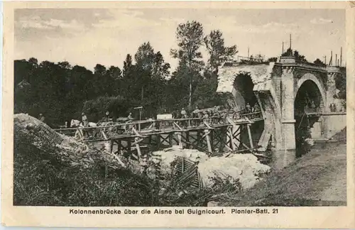 Kolonnenbrücke über der Aisne bei Guidnicourt -56178