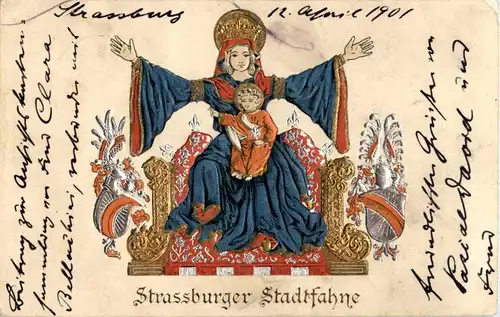 Strasbourg - Strassburger Stadtfahne - Prägekarte -59230