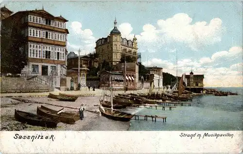 Sassnitz auf Rügen - Strand mit Musikpavillon -61192