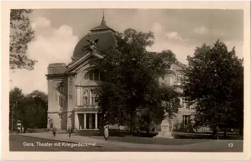 Gera - Theater mit Kriegerdenkmal -61792