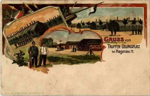 Gruss aus Truppen Übungsplatz Hagenau - Litho -64242