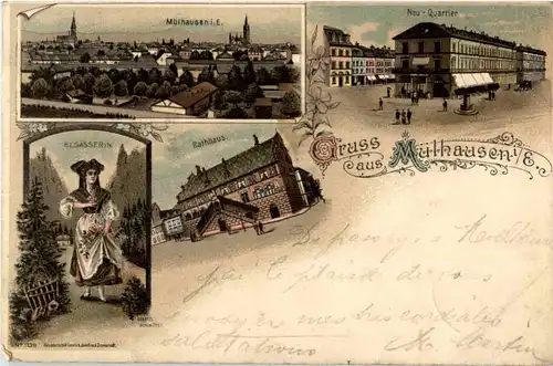 Gruss aus Mülhausen - Litho -64690