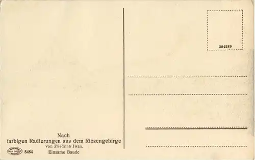 Riesengebirge Einsame Baude - Künstlerkarte Friedrich Iwan -65224