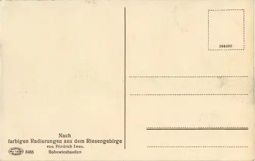 Riesengebirge Bohnwiesbaude - Künstlerkarte Friedrich Iwan -65226