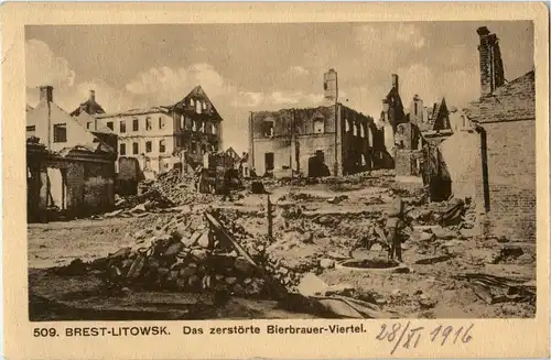 Brest-Litowsk - Das zerstörte Bierbrauer Viertel - Feldpost -66646