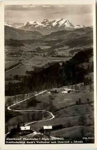 Oberstaufen, Allgäu, Dreiländerblick vom Staufen übers Weissachtal -340496