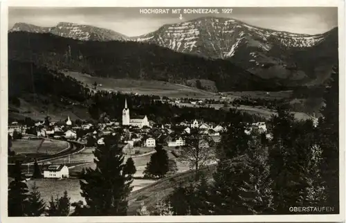 Oberstaufen, Allgäu mit Hochgrat mit Schneezahl -340816