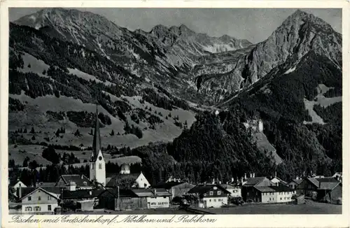 Fischen, Allgäu, mit Entschenkopf, Nebelhorn und Rubihorn -340966