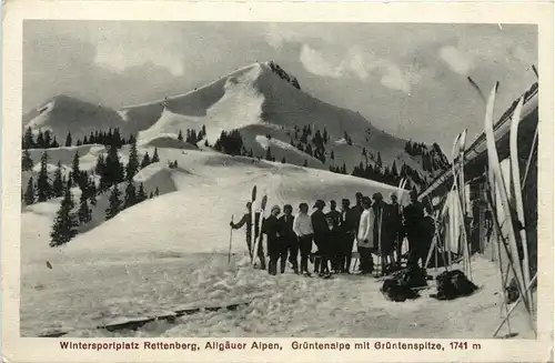 Wintersportplatz Rettenberg, Allgäuer Alpen, Grünteralpe mit Grüntenspit -341604