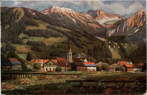 Fischen, Allgäu, mit Entschenkopf, Nebelhorn und Rubihorn -340970