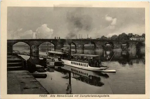 Trier, Alte Römerbrücke mit Dampferlandungsstelle -341090