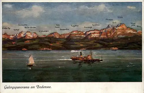 Bodensee, Gebirgspanorama -342312