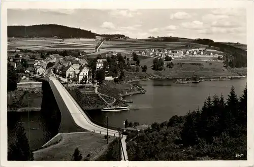 Saalburg, Blick auf die Stadt und den Stausee -341470