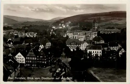 Bad Hersfeld, Blick vom Stadtturm auf das Stift -343242