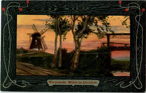 Worpswede - Mühle im Aberndrot -39928