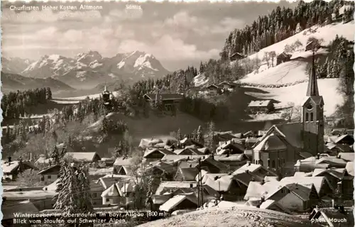 Oberstaufen, Allgäu, Blick vom Staufen auf Schweizer Alpen -343036