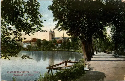 Bad Klosterlausnitz, Klosterteich mit Kirche -342230