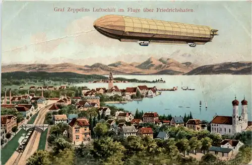Friedrichshafen, Graf Zeppelin in voller Fahrt vom Flugzeug aus -342898