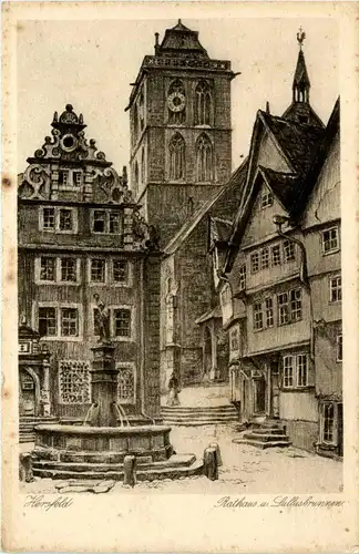 Bad Hersfeld, Rathaus und Lullusbrunnen -344232