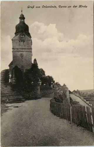 Orlamünde, Grüsse, Partie an der Kirche -344714