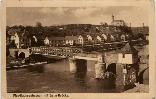 Diez, - Sachsenhausen mit Lahn-Brücke -344310