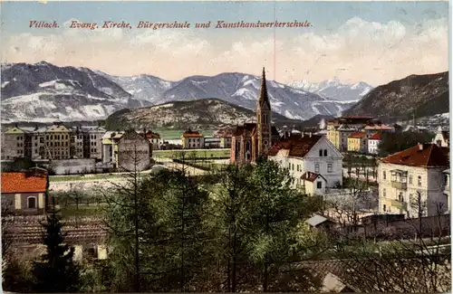 Villach, Evang. Kirche, Bürgerschule und Kunsthandwerkerschule -345614