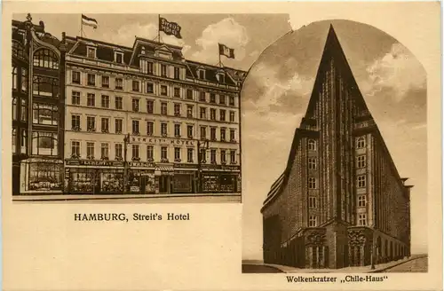 Hamburg, Streits Hotel, Wolkenkratzer Chile-Haus -345170