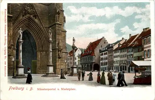 Freiburg i.Br., Münsterportal und Marktplatz -348184