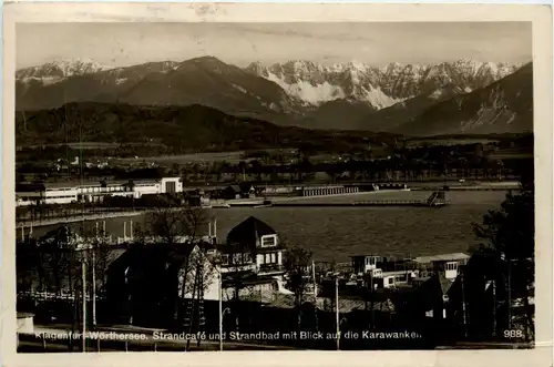 Klagenfurt, Strandcafe und Strandbad mit Blick auf die Karawanken -350266