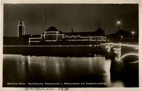 Mülheim Ruhr - Badeanstalt mit Festbeleuchtung -41696