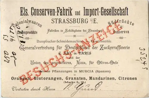 Strassburg - Conserven Fabrik und Import Gesellschaft -43432