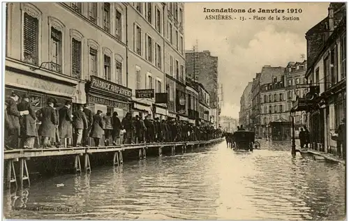 Asnieres - Inondations de Janvier 1910 - Place de la Station -8308