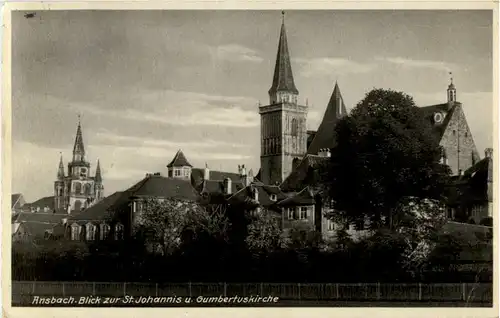 Ansbach - Blick zur St. Johannis und Gumbertskirche -44412