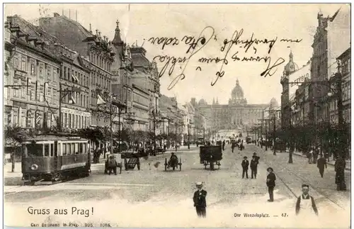 Gruss aus Prag - Der Wenzelsplatz Strassenbahn -104996