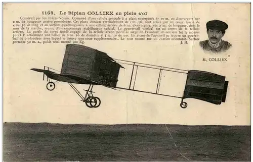 Le Biplan Colliex en plein vol -113468