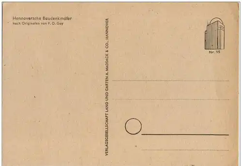 HAnnover - Baudenkmäler Künstlerkarte F. O. Goy -113290