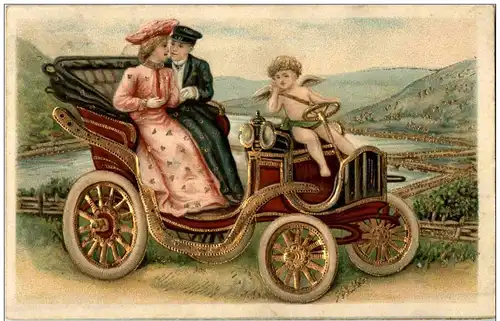 Auto Car Engel - Prägekarte -113556