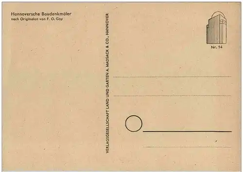 HAnnover - Baudenkmäler Künstlerkarte F. O. Goy -113292