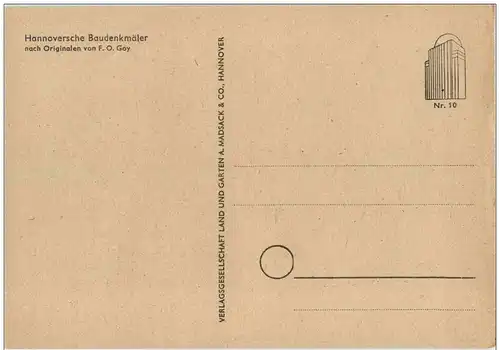 HAnnover - Baudenkmäler Künstlerkarte F. O. Goy -113300