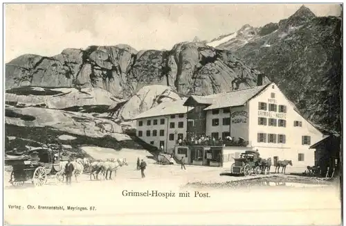 Grimsel Hospiz mit Postkutsche -114840