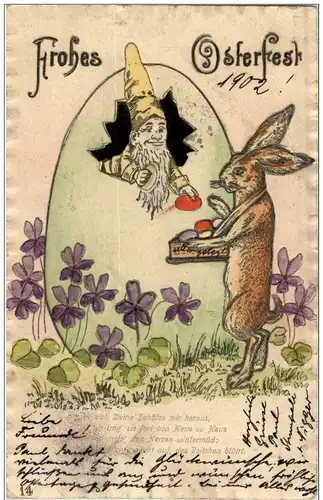 Ostern - Hase - Zwerg Dwarf - Prägekarte -114588