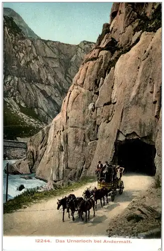 Das Urnerloch bei Andermatt - Postkutsche -114802