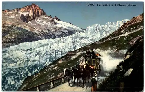 Furkapass und Rhonegletscher - Postkutsche -114844