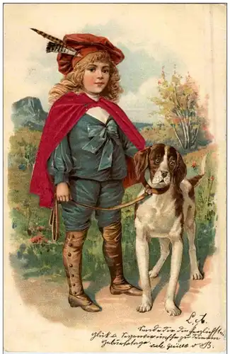 Kind mit Hund - Prägekarte -114558